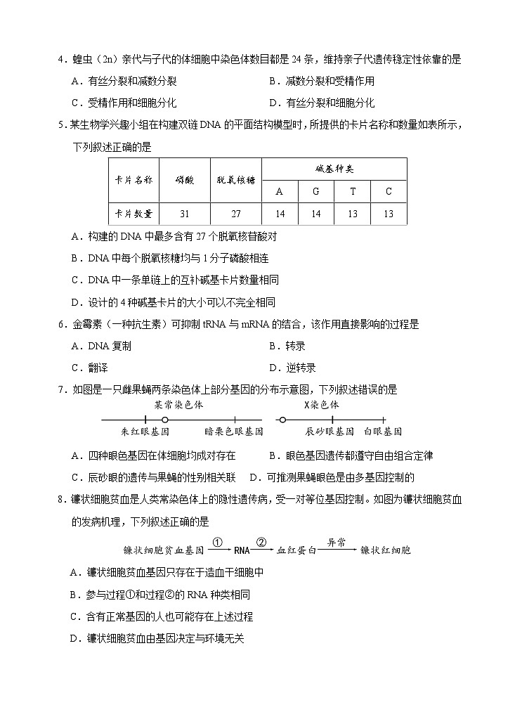 广东省广州市黄埔区教育研究中心2023-2024学年高一下学期期末考试生物教学质量监测试卷第2页