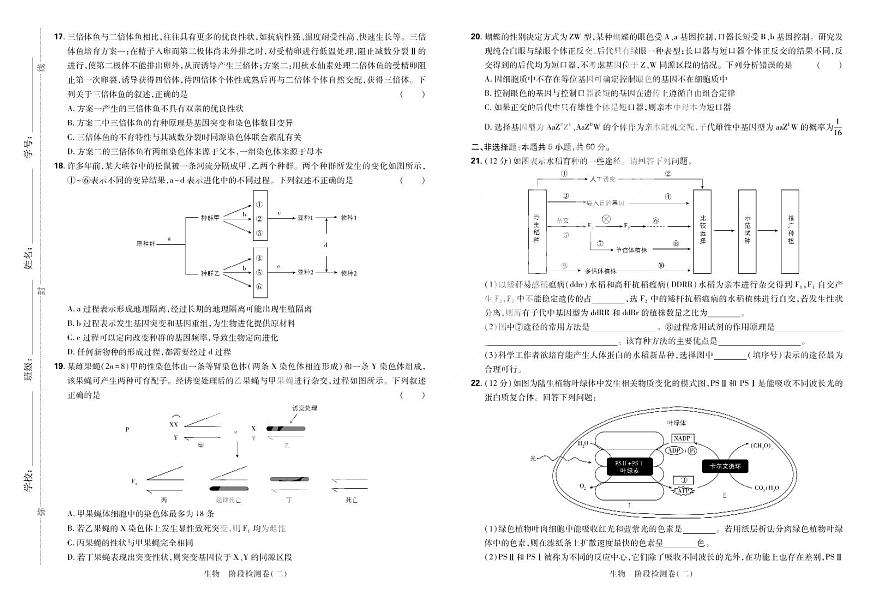 2025高考复习阶段检测卷-生物（二）+答案第3页