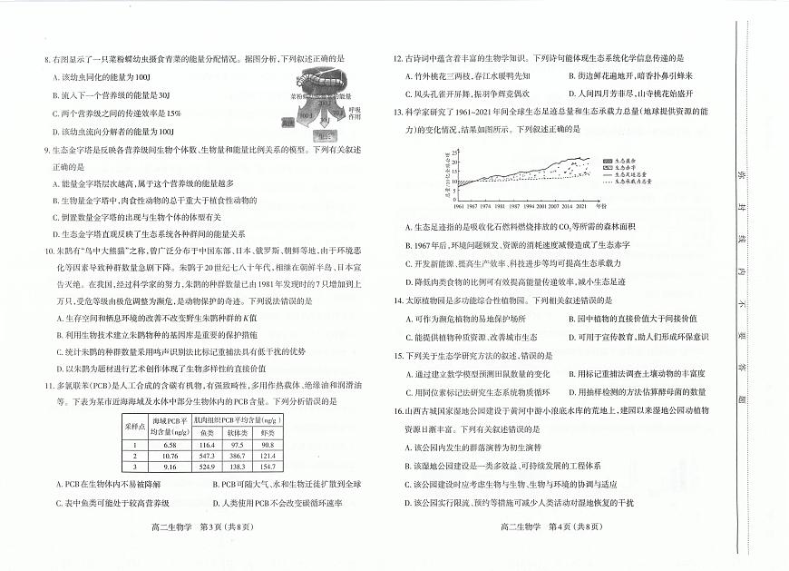 山西省太原市2024-2025学年高二上学期期末生物试卷第2页