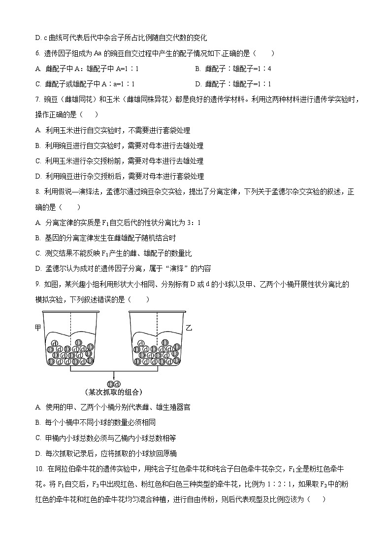 山西省太原市某校2024-2025学年高一下学期3月月考生物试题（原卷版+解析版）第2页