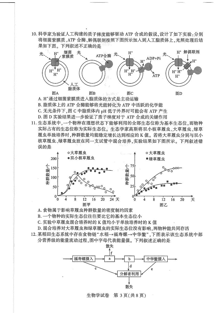 湖北省八市2025届高三下学期3月联考-生物试题+答案第3页