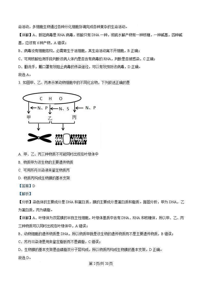 湖南省常德市汉寿县第一中学2024-2025学年高一下学期2月月考生物试题 Word版含解析第2页