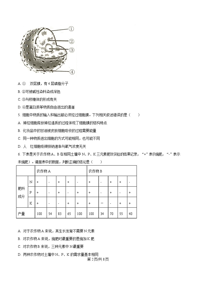 湖南省常德市汉寿县第一中学2024-2025学年高一下学期2月月考生物试题（原卷版）第2页