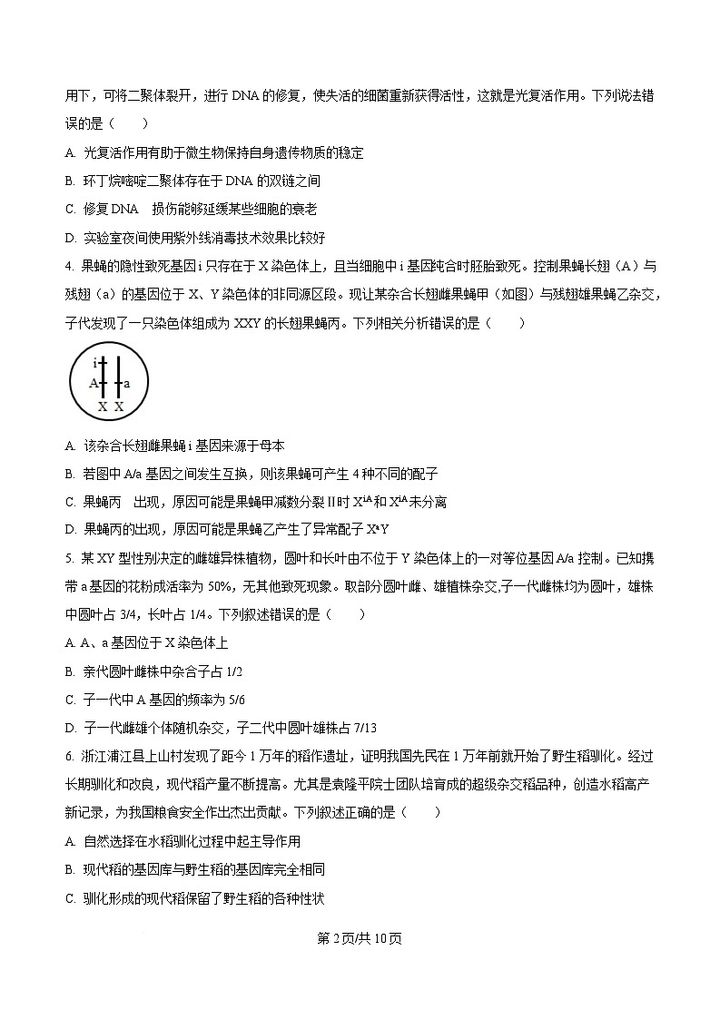 百师联盟2025届高三下学期3月联考生物试卷（原卷版）第2页