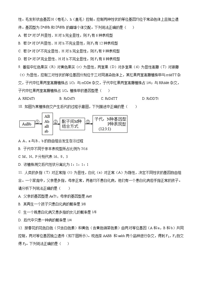 江西省南昌市东湖区南昌中学2024-2025学年高一下学期3月月考生物试题（原卷版+解析版）第3页