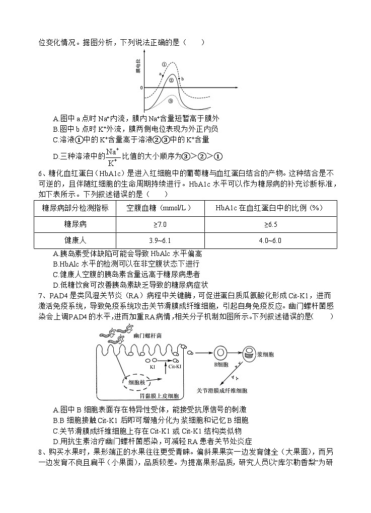 四川省射洪中学2025届高三下学期3月二模试题 生物 含答案第2页