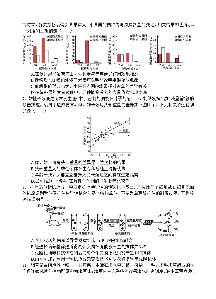 四川省射洪中学2025届高三下学期3月二模试题 生物 含答案第3页