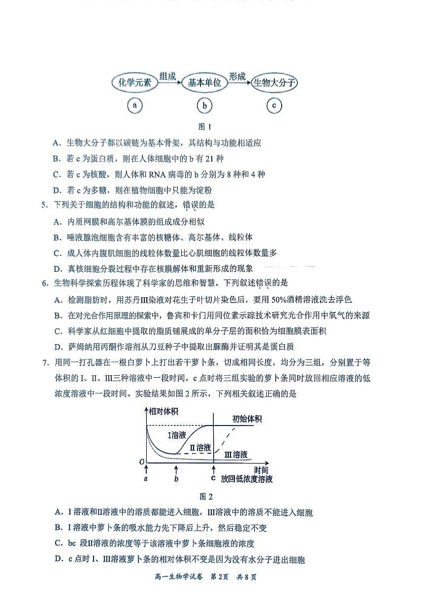 广东省梅州市2024-2025学年高一上学期1月期末生物试题 第2页