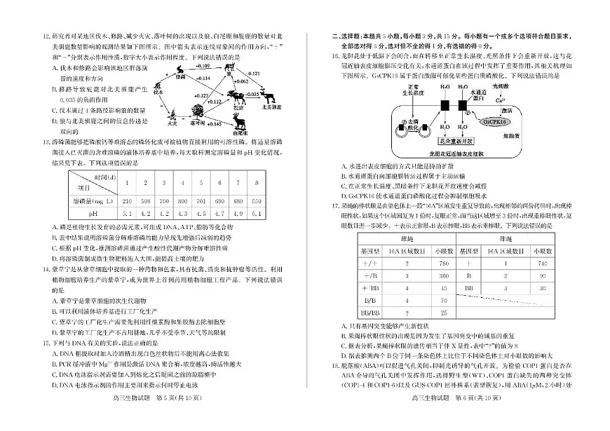 山东省枣庄市2025届高三下学期高考二模生物试题（含答案）第3页