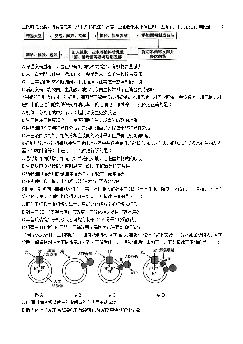 2025届湖北省八市高三下学期3月联考二模生物试题第2页