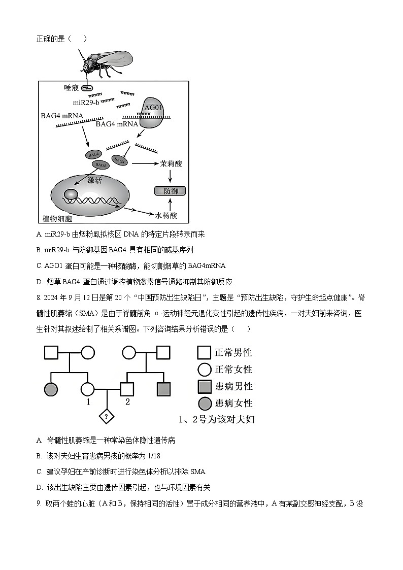 2025届山西省高三下学期考前适应性测试启航（一模）生物试卷  Word版无答案第3页