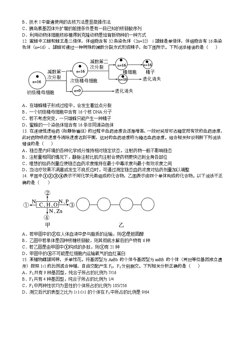 安阳市林州市2024-2025学年高二上学期期末生物试卷第3页