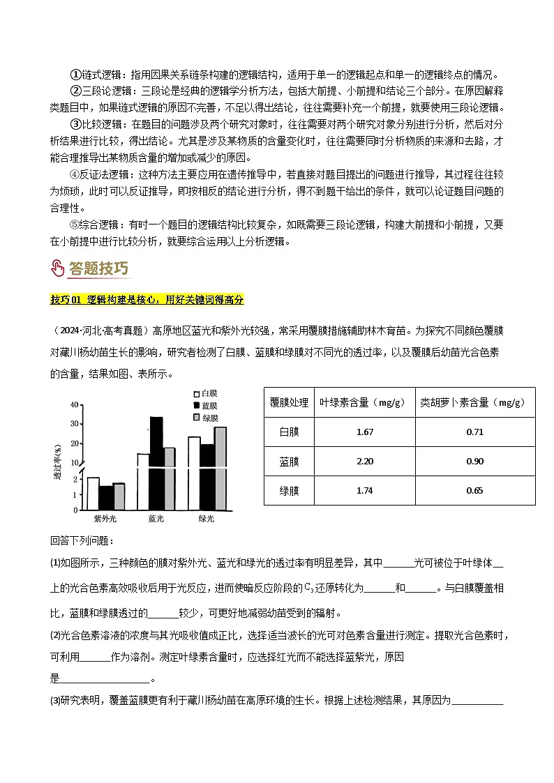 2025年高考生物答题技巧与模板构建 专项提升01 长句作答（1大模板）（原卷版）第2页