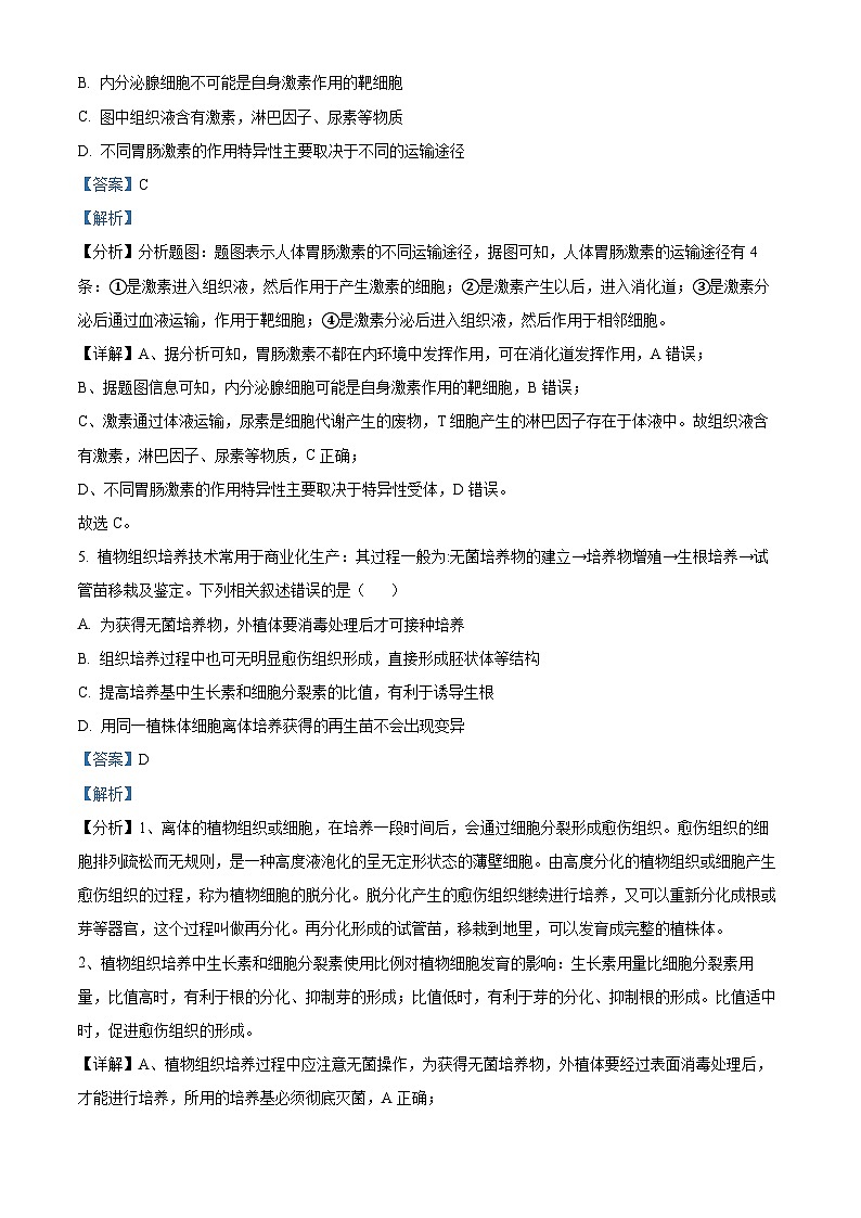 精品解析：2021年新高考江苏生物高考真题（解析版）第3页