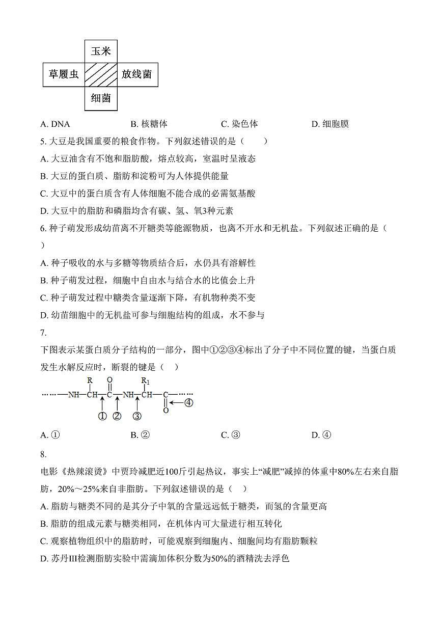 重庆市主城区七校联考2024-2025学年高一上学期期末考试生物试题（含答案）第2页