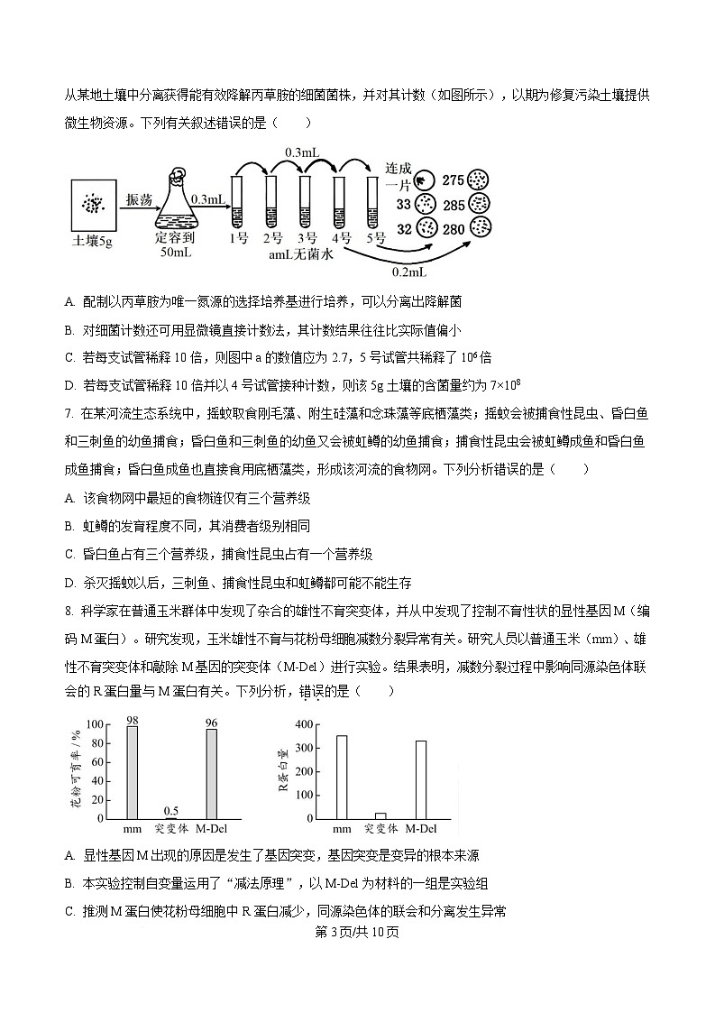 湖南省长沙铁路第一中学2024—2025学年高三下学期一模考试生物试题（原卷版）第3页
