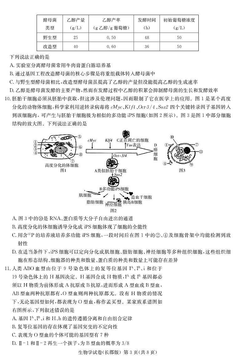 生物丨炎德·英才大联考湖南省长郡中学2025届高三下学期3月月考（七）生物试卷及答案第3页