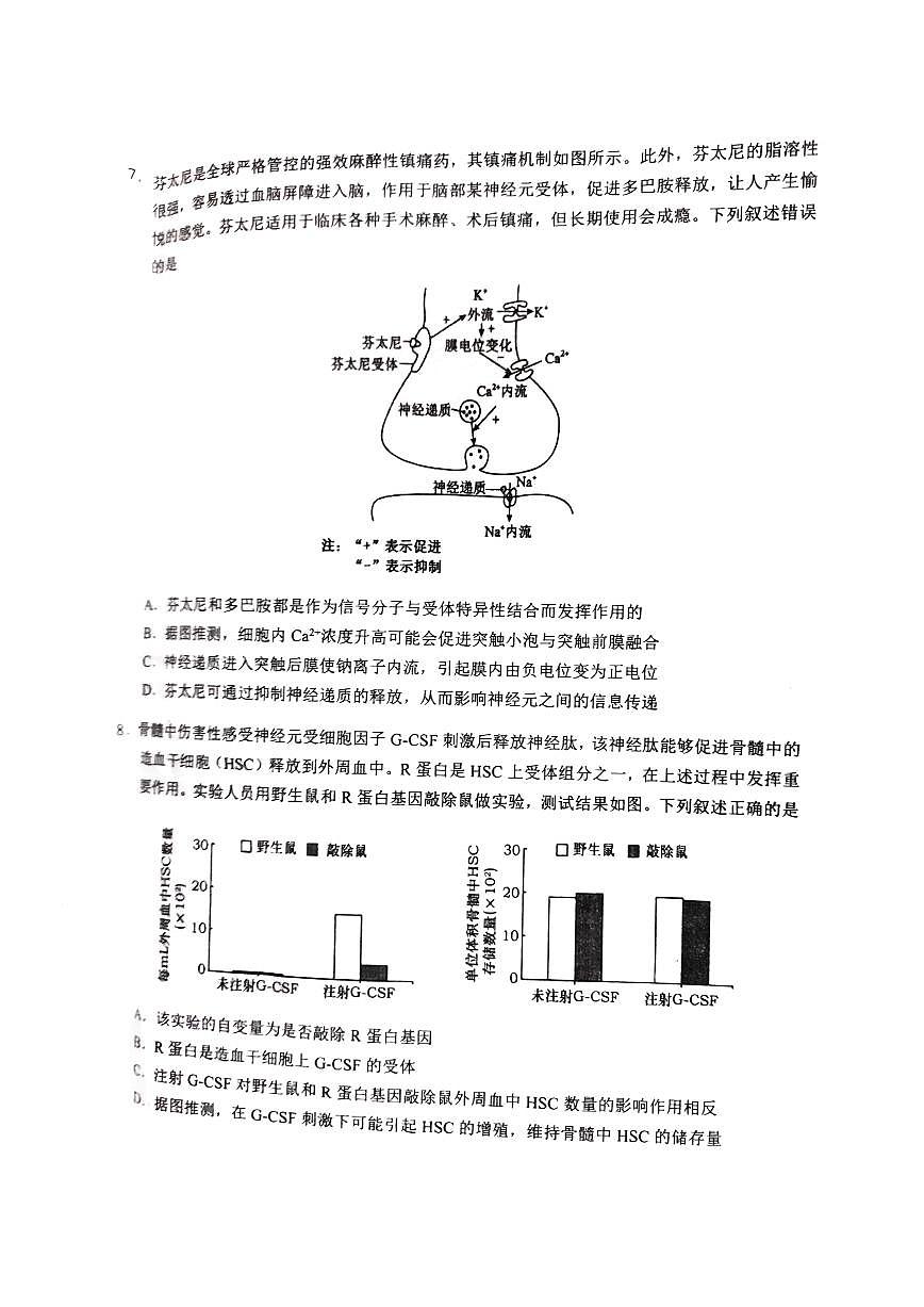 四川省宜宾市、乐山市、自贡市2025届高三高考模拟第二次诊断性测试-生物试题+答案第3页