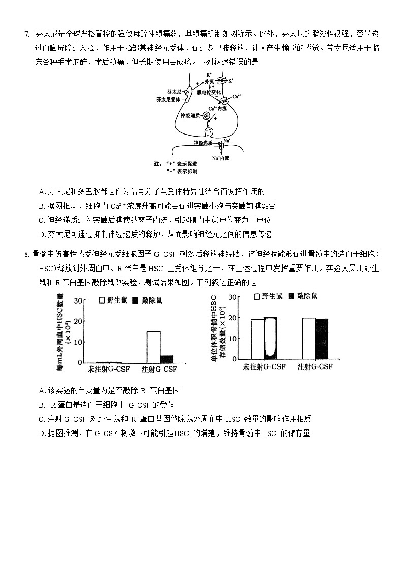 四川省自贡市2025届高三第二次诊断性测试生物学试题（有答案）第3页