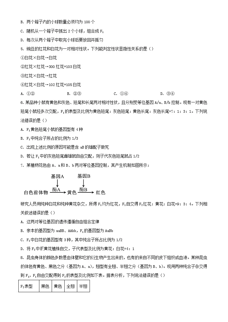 河南省濮阳市部分学校2023_2024学年高一生物下学期3月月考试题含解析第2页