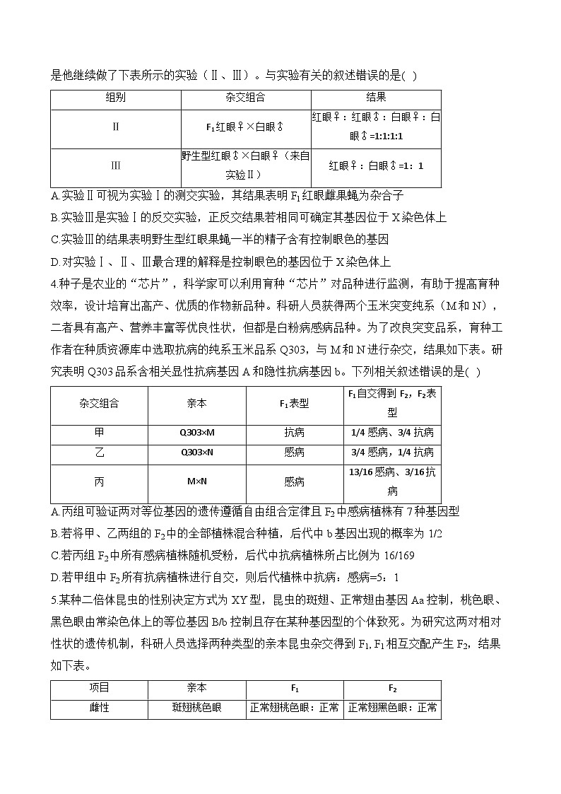 2025届高三生物冲刺高考模块分练试题专题6遗传的基本规律（选择题）（Word版附解析）第2页