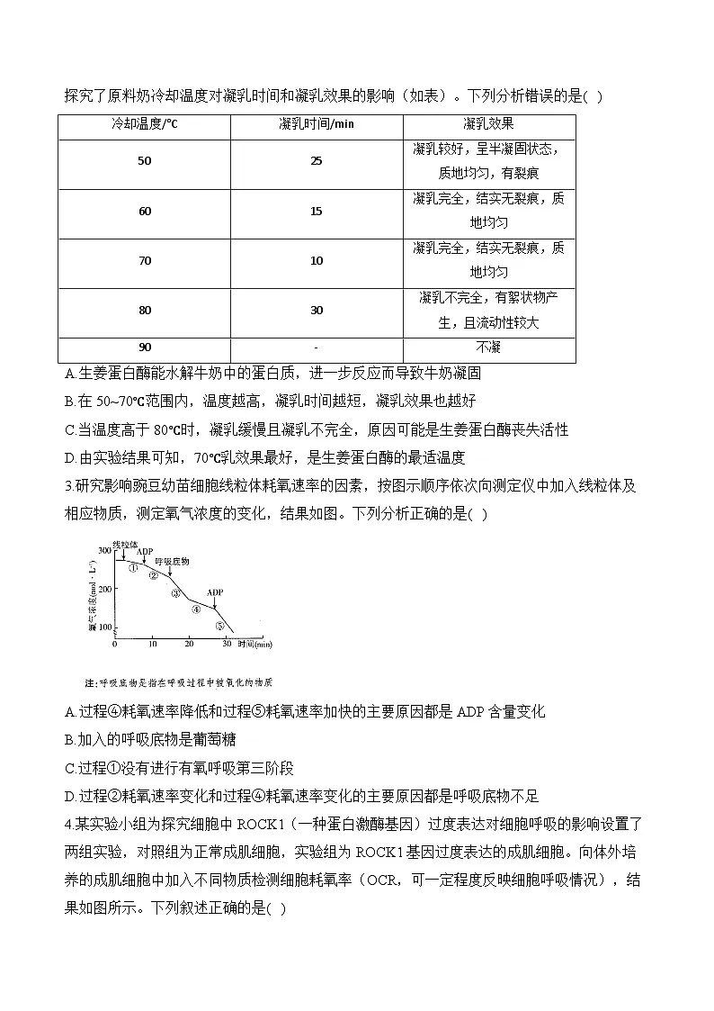 2025届高三生物冲刺高考模块分练试题专题3细胞代谢（选择题）（Word版附解析）第2页
