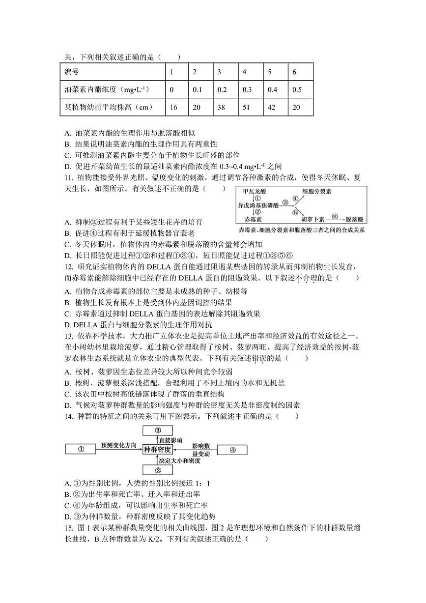 2024～2025学年四川省眉山市彭山区第一中学高二下开学考试生物试卷(含答案)第3页