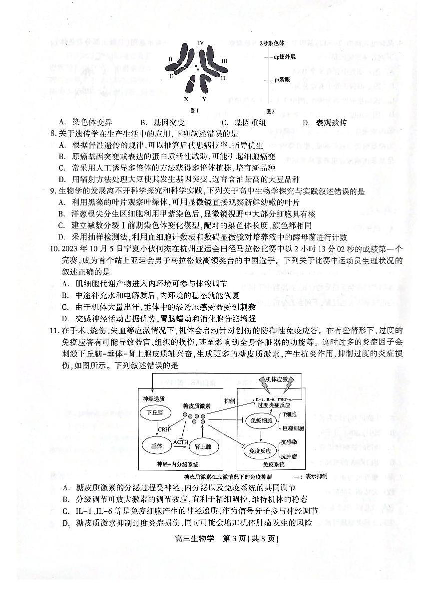 2024安徽省高三上学期1月期末考试 生物（含答案）第3页