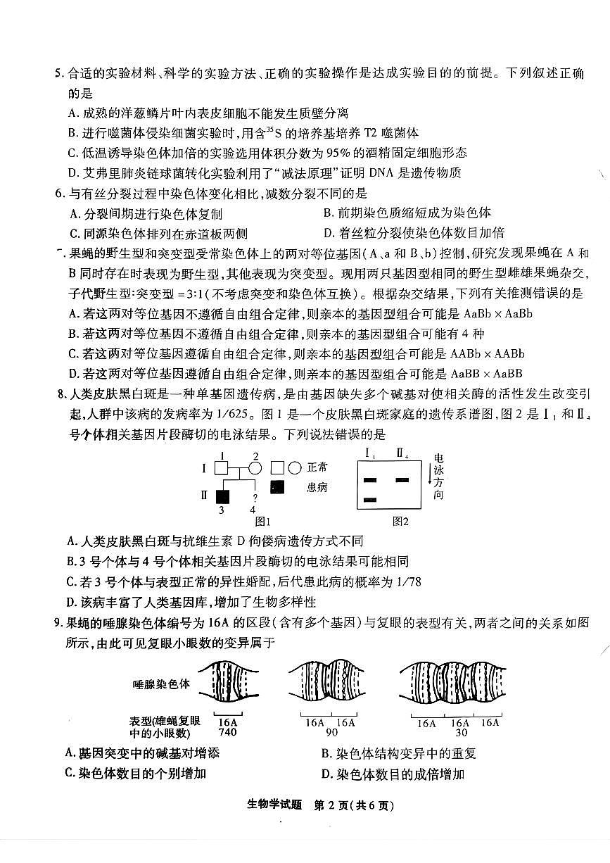 2024届安徽省安庆示范高中高三联考试卷-生物（含答案）第2页