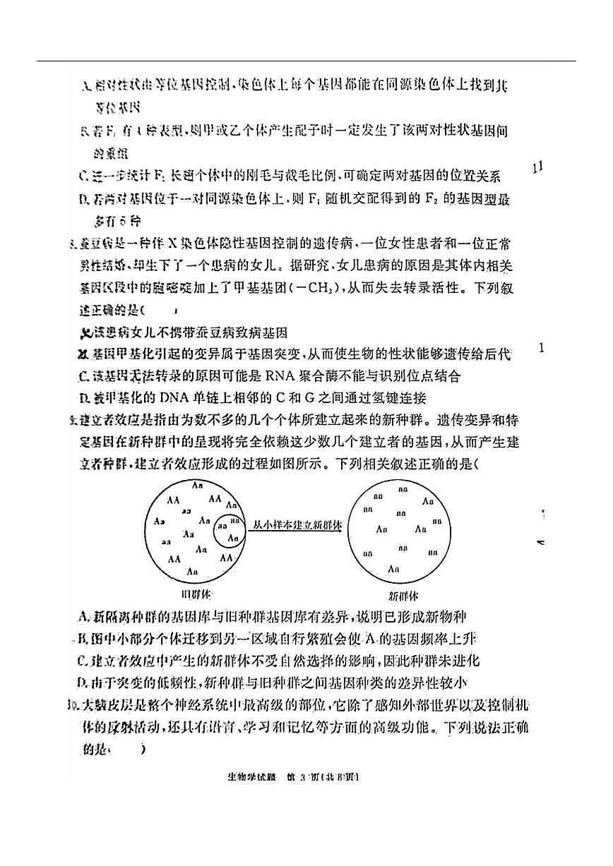 2024届安徽省高三上（2月月考）-生物试题（含答案）第3页