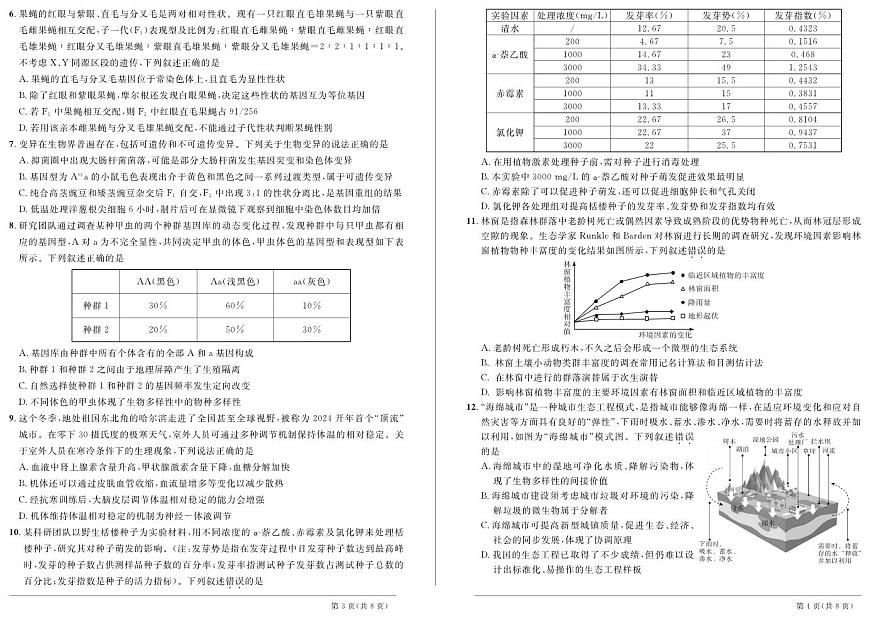 2024届安徽省高三下学期3月联考试卷-生物（含答案）第2页