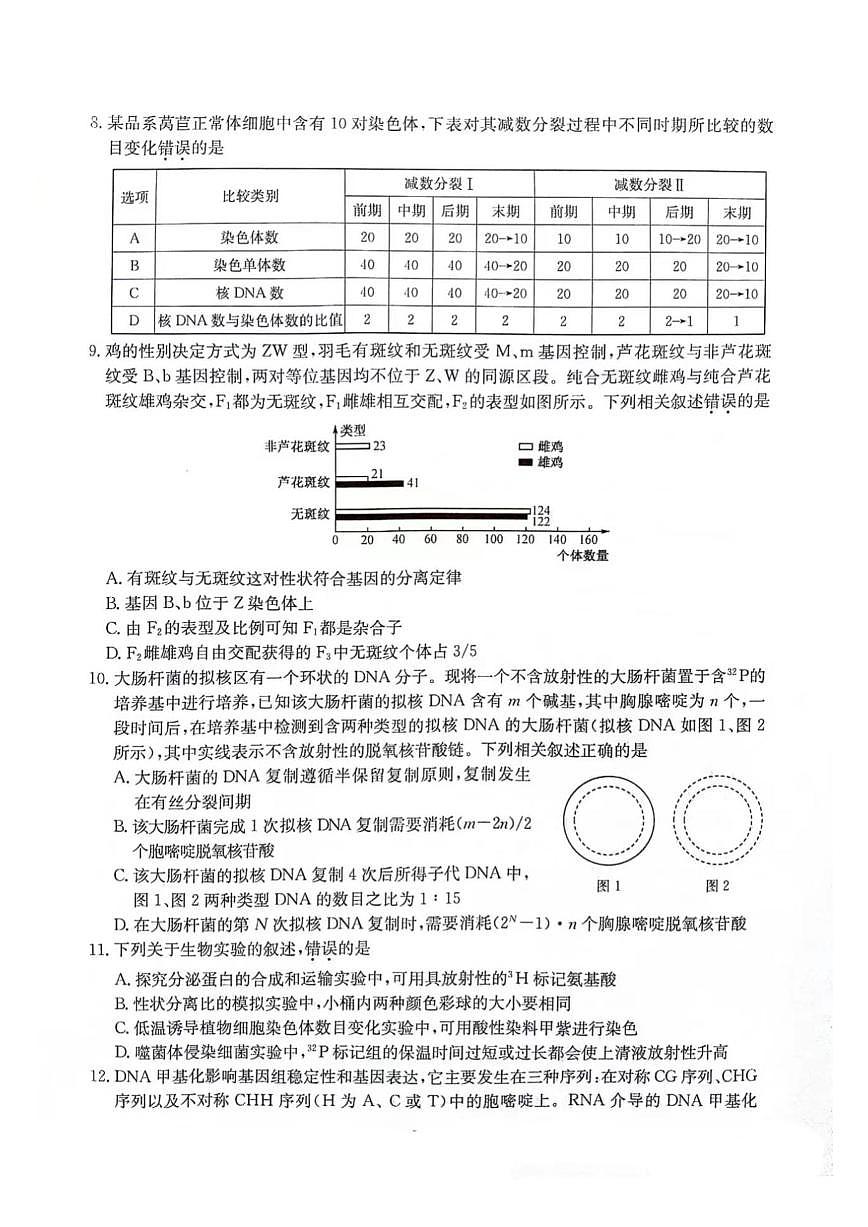 2024届安徽省合肥一中高三上(12月考)-生物试题（含答案）第3页