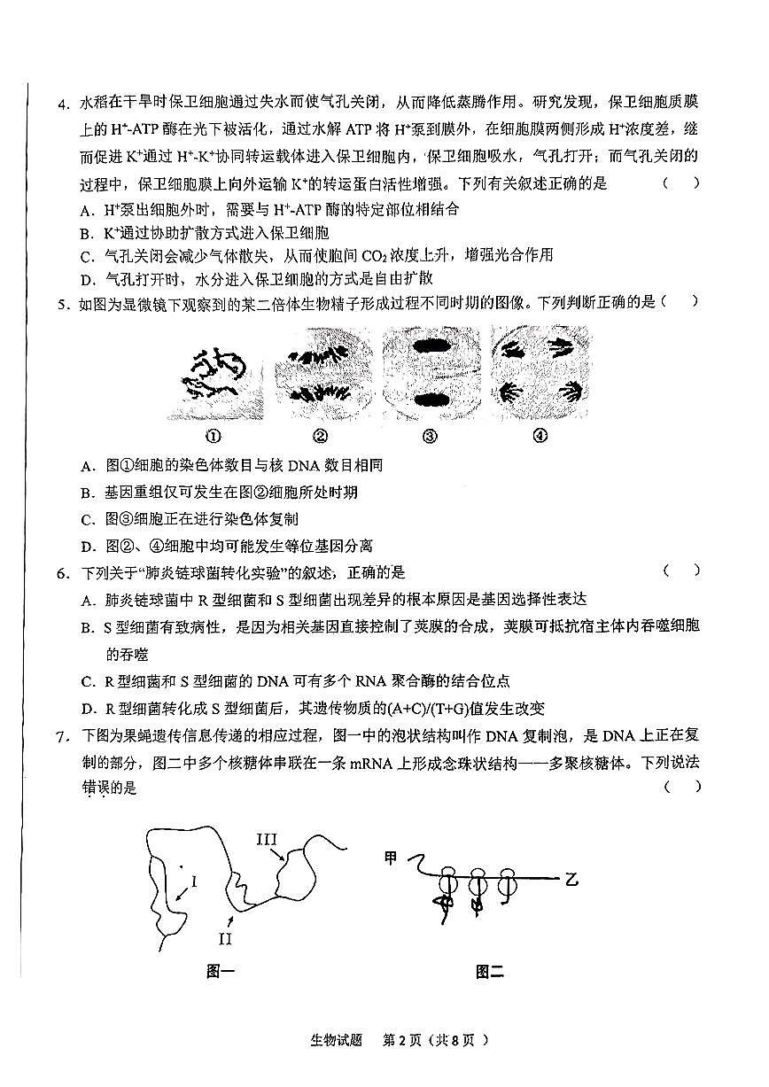 2024届安徽省六安市高三上(2月)-生物试题（含答案）第2页