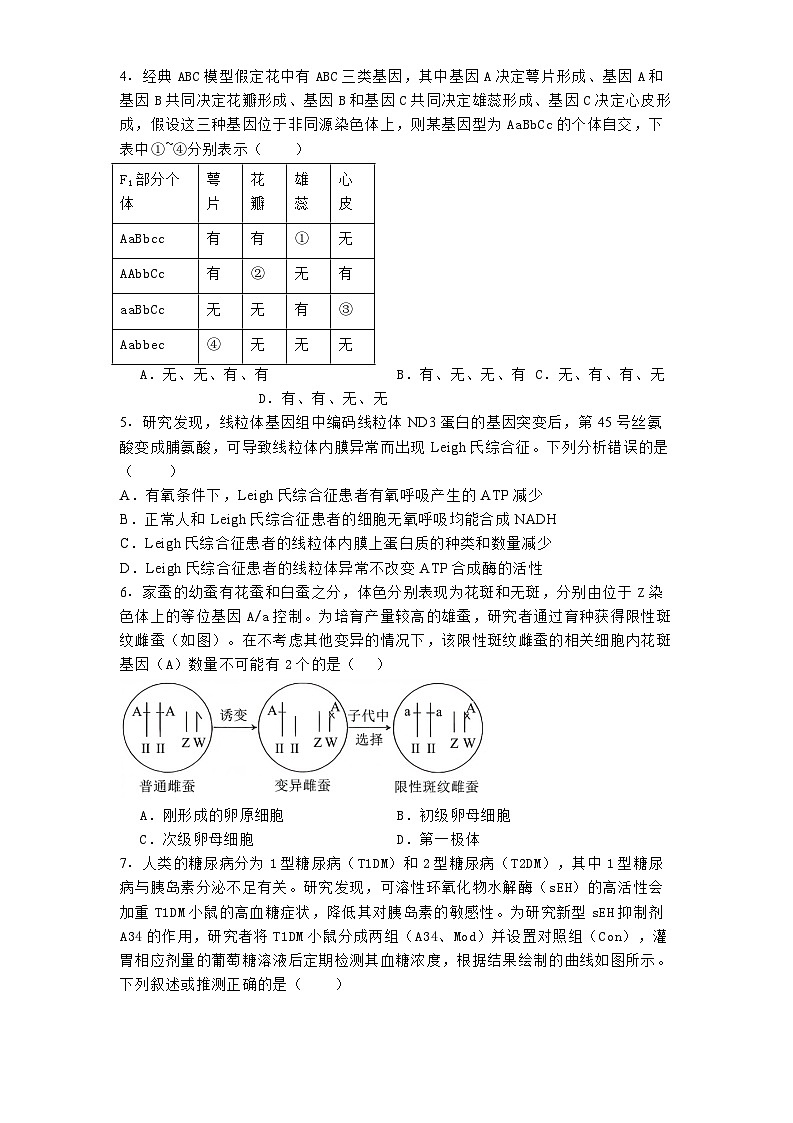 2025届河南省名校学术联盟高三下学期模拟冲刺生物试题第2页