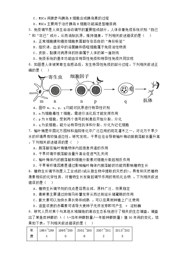 河南省商丘市2024-2025学年高二上学期期末商师大联考生物试题第2页