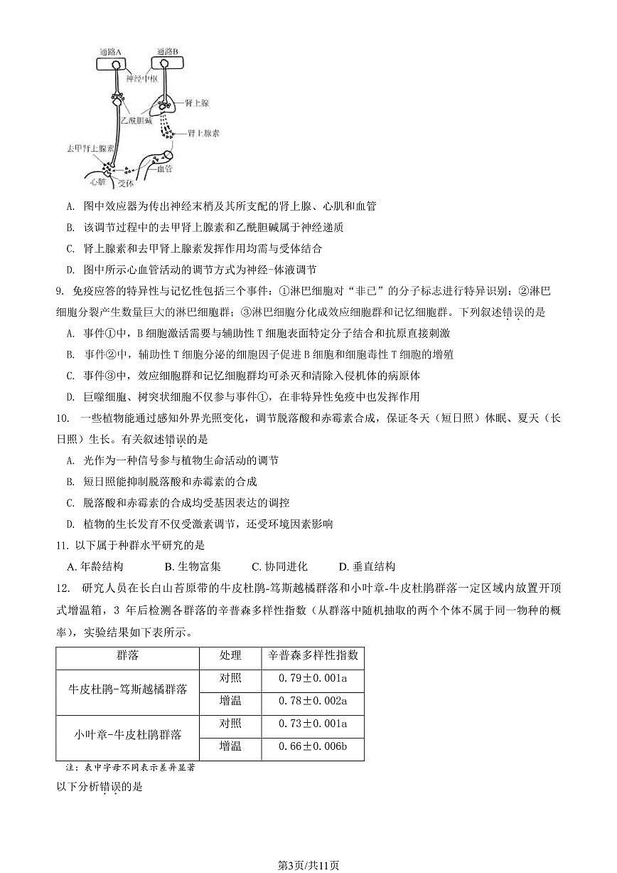 2024届北京市东城区高三一模-生物试卷（含答案）第3页