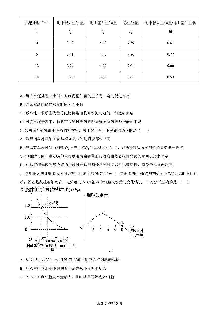 2024届福建省莆田市五校联考高三上(11月期中)-生物试题（含答案）第2页