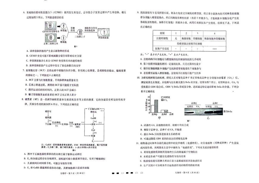 2024届重庆市巴蜀中学高三4月适应性月考（九）-生物试卷（含答案）第2页