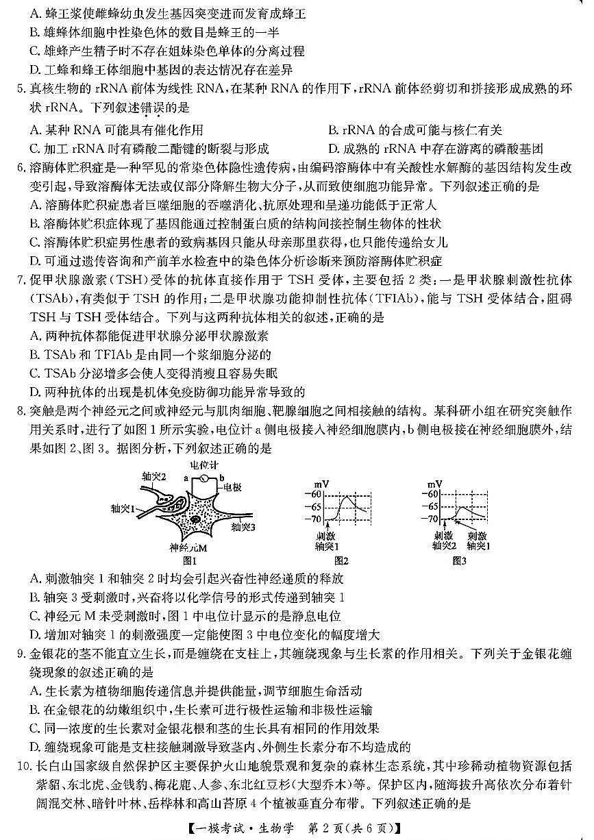 九师联盟2025届高三2月质量检测巩固卷 生物（含答案）第2页