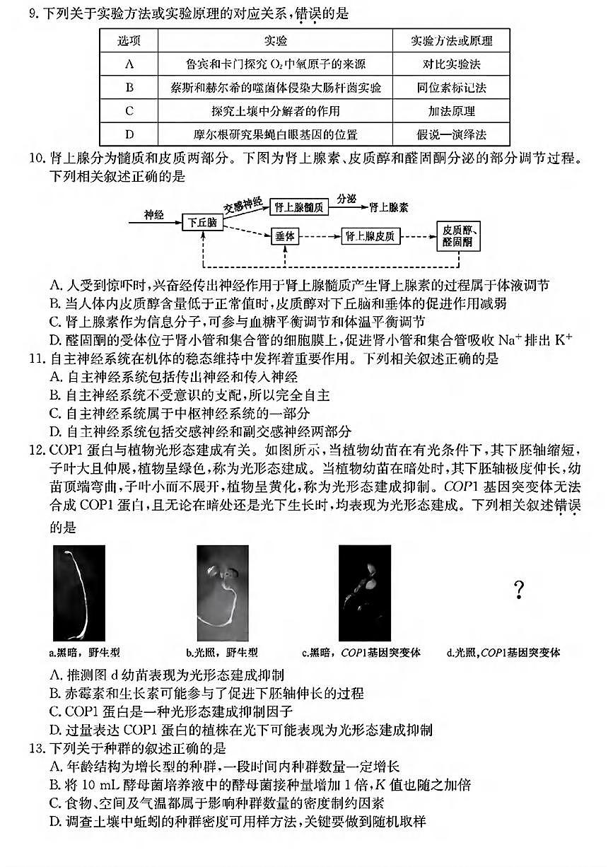 生物丨2025届普通高等学校招生考试模拟卷（一）生物试卷及答案第3页