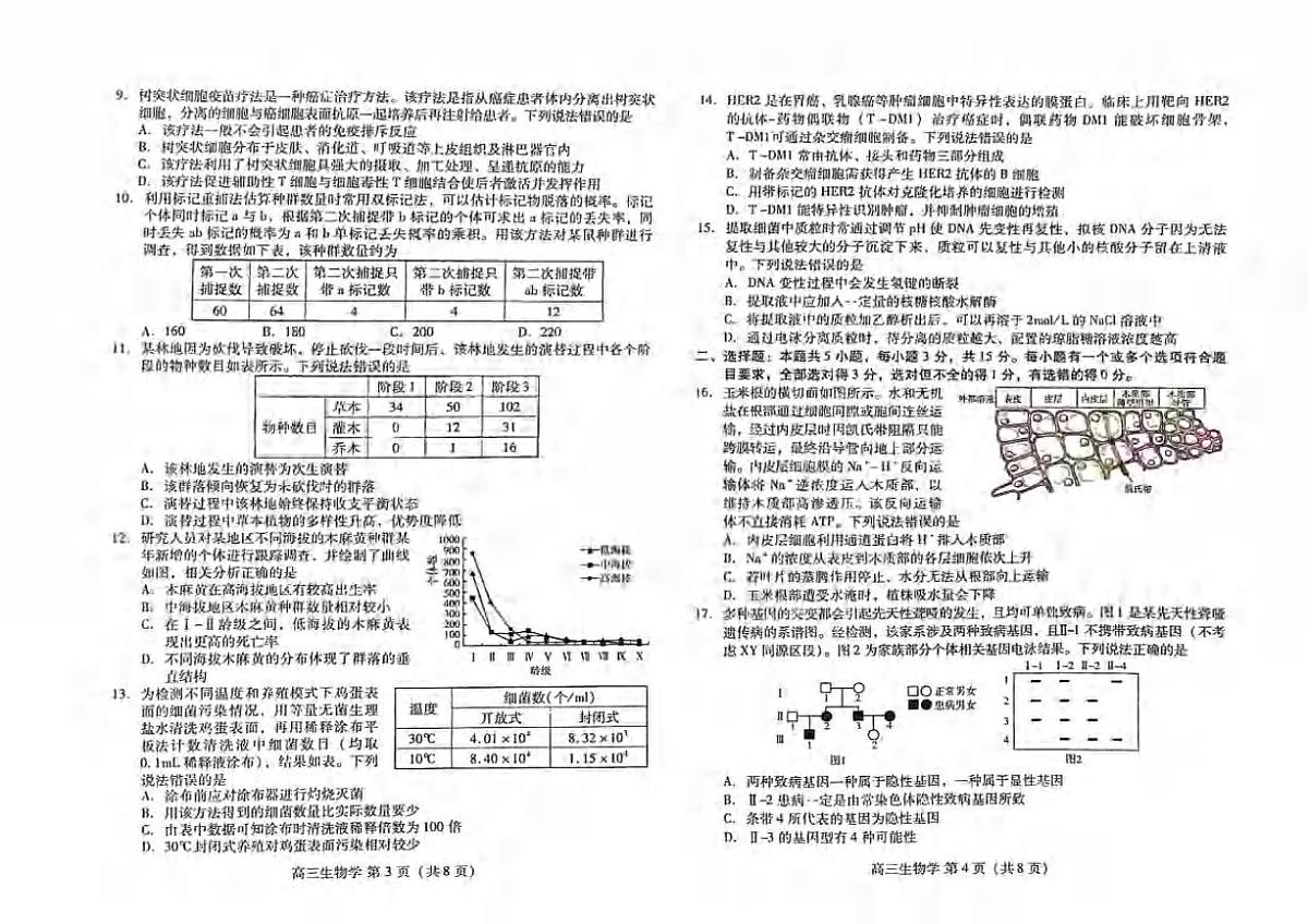 生物丨山东省潍坊市2025届高三下学期3月第一次模拟生物试卷及答案第2页