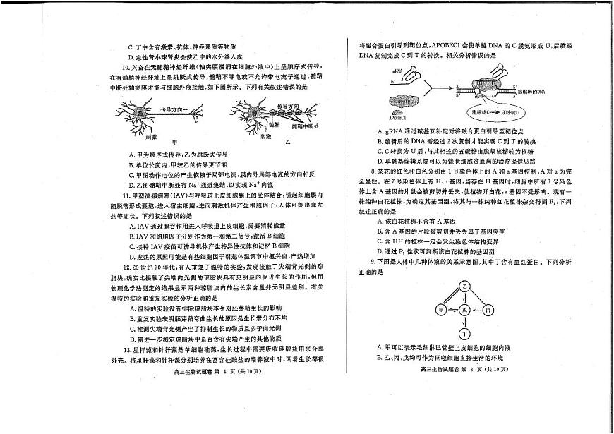 2025年郑州高考二模生物试题及答案第2页