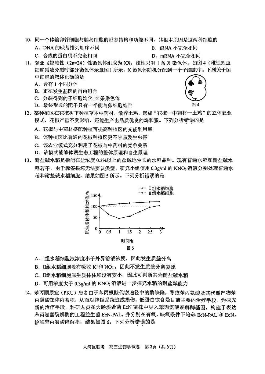 2024届广东省大湾区高三第二次模拟-生物试卷（含答案）第3页
