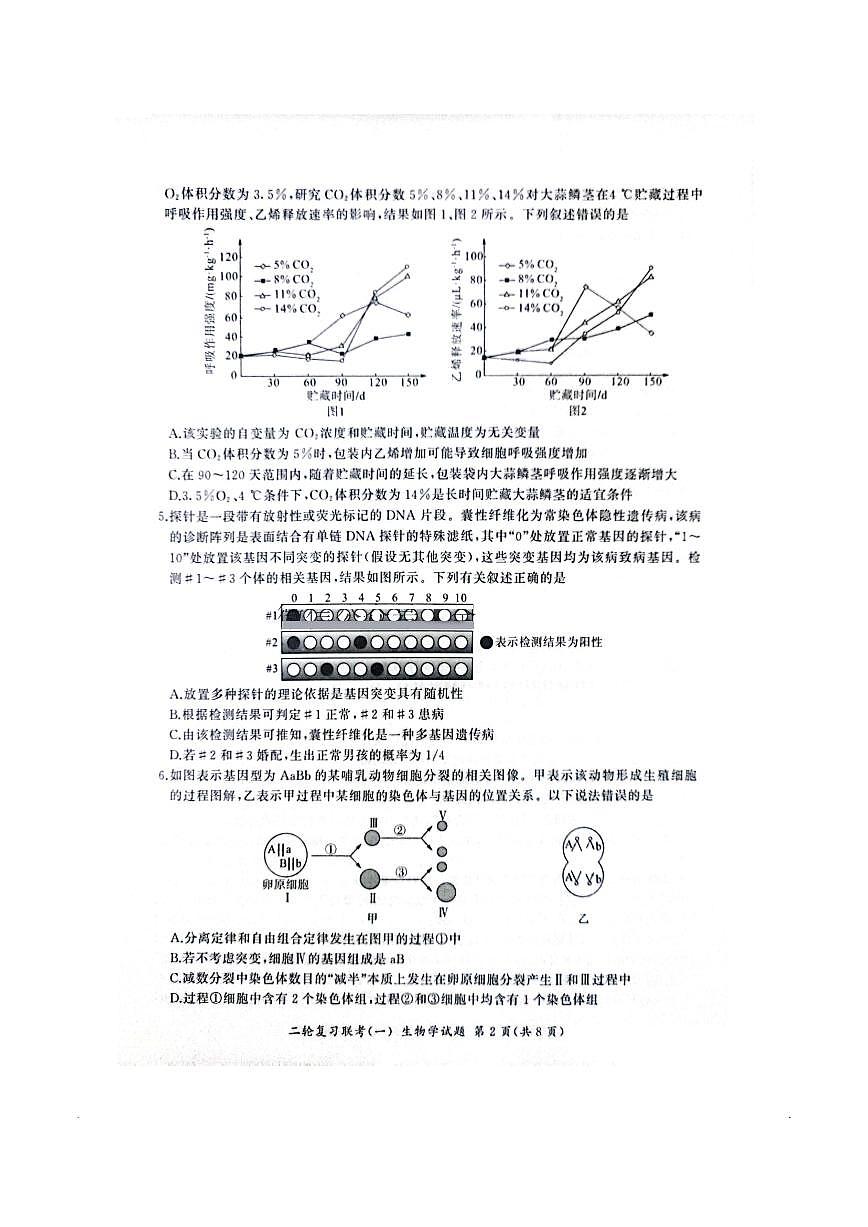 百师联盟2025届高三高考二轮专题复习联考（一）-生物（A）试题+答案第2页