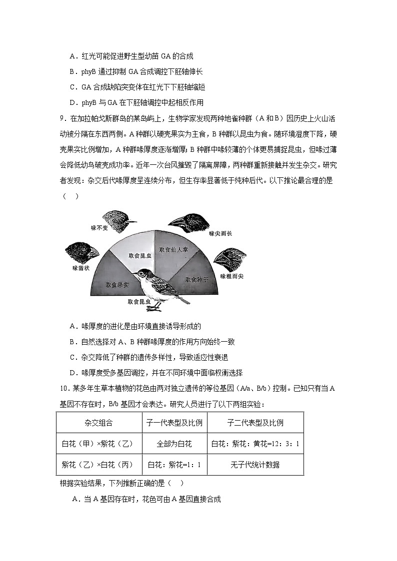 湖北省圆创联盟2024—2025学年高三下学期3月联考生物试题（无答案解析）第3页