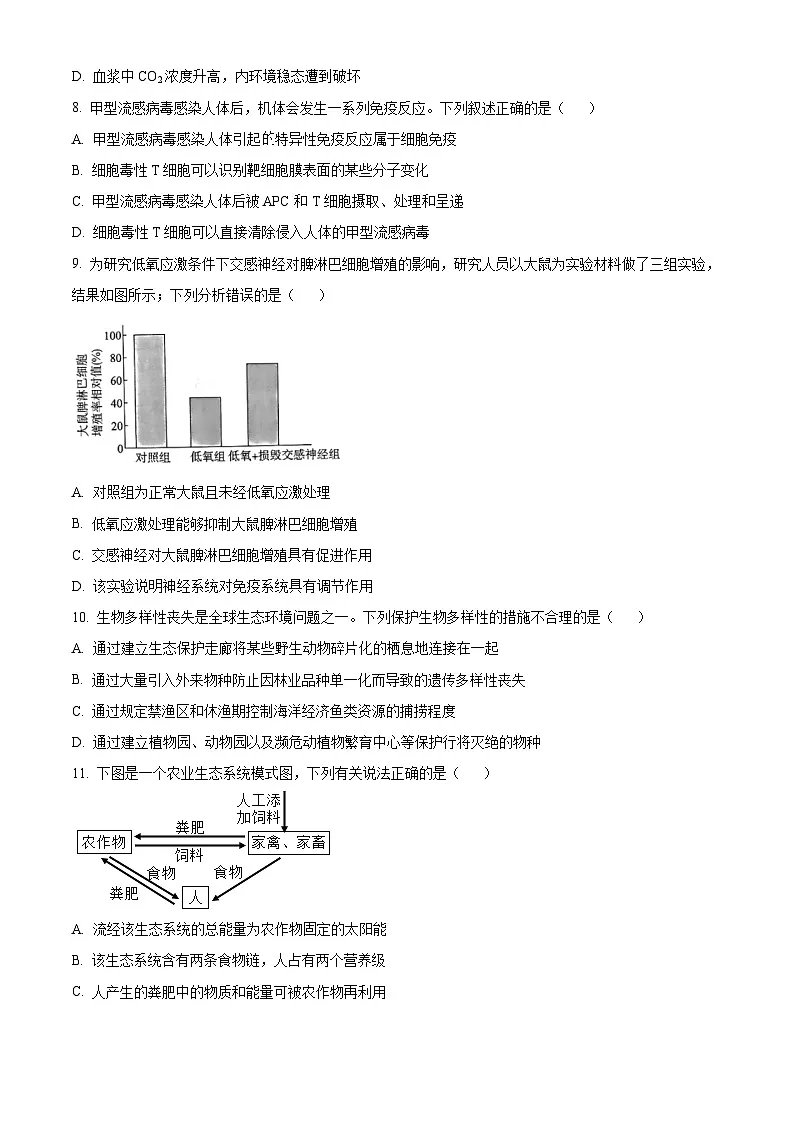 2025届河北省唐山市普通高中学业水平选择性考试第一次模拟演练生物试题（原卷版+解析版）第3页