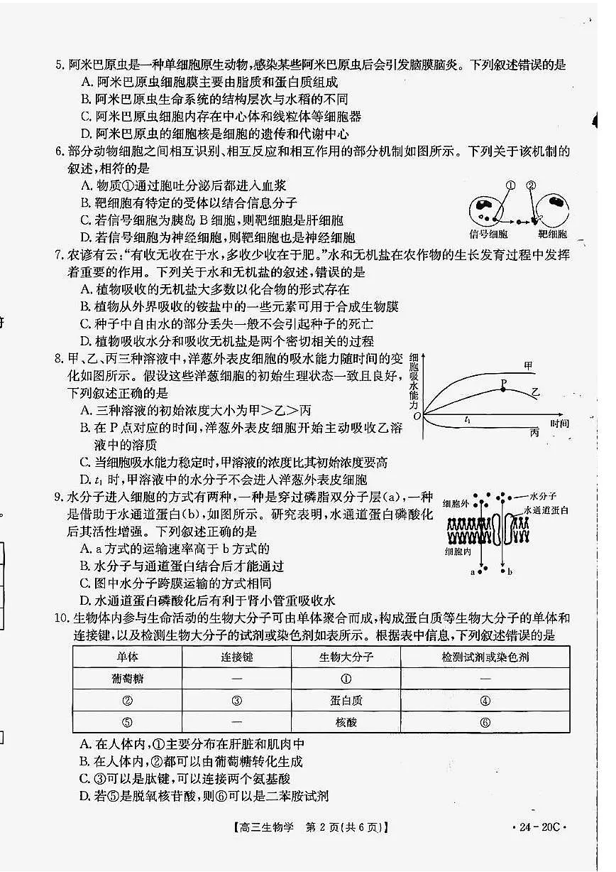2024届贵州省高三上(9月联考)-生物试题（含答案）第2页