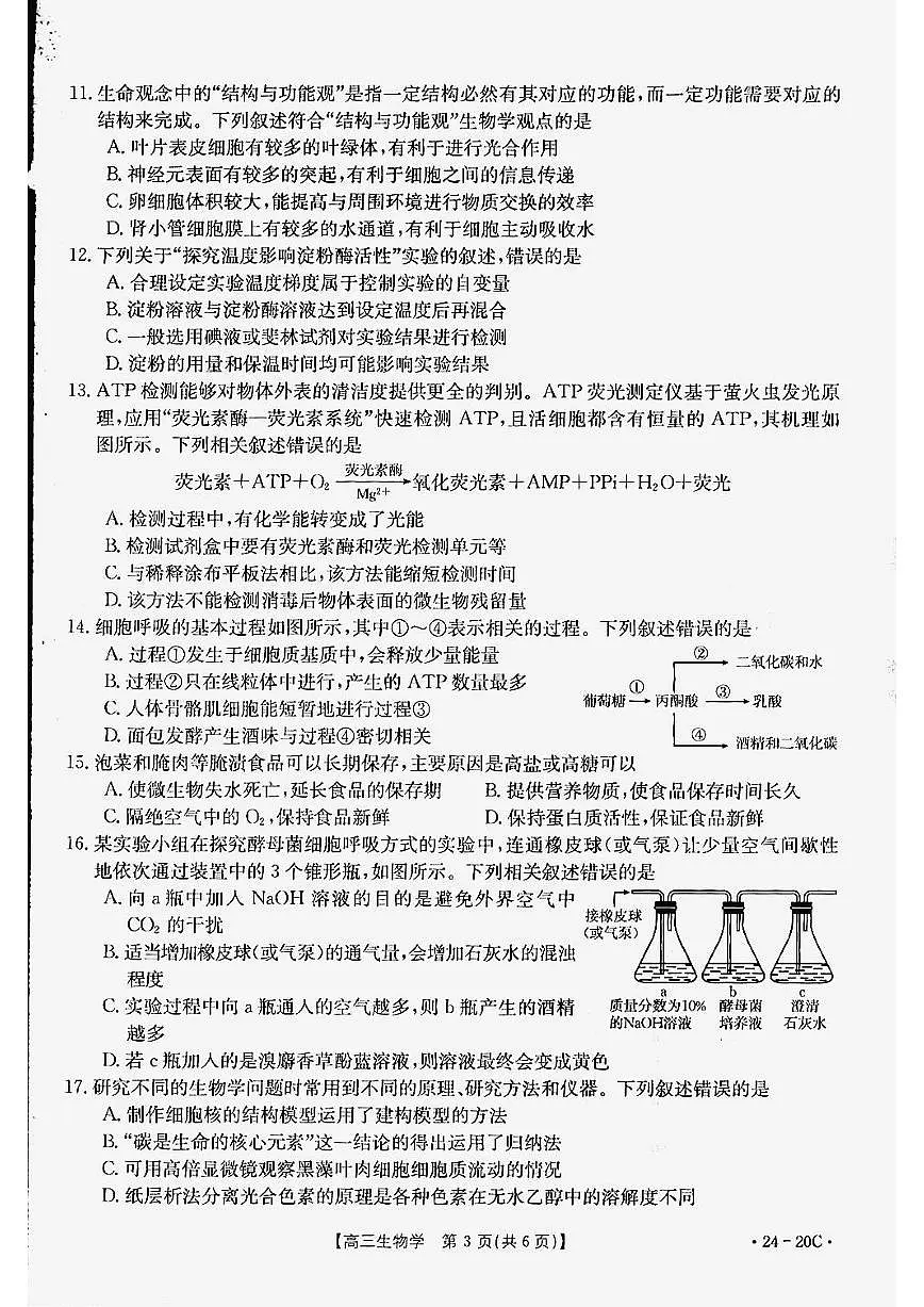 2024届贵州省高三上(9月联考)-生物试题（含答案）第3页