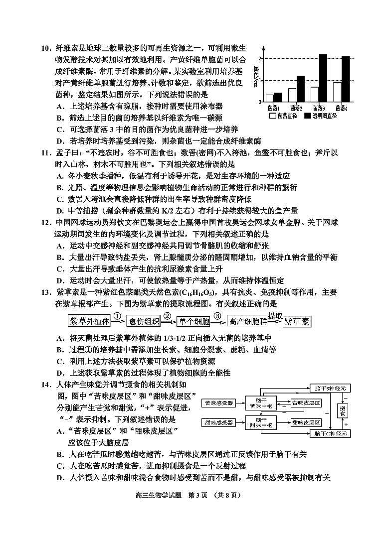 吉林省吉林市2025届高三高考模拟第三次模拟-生物试题+答案第3页