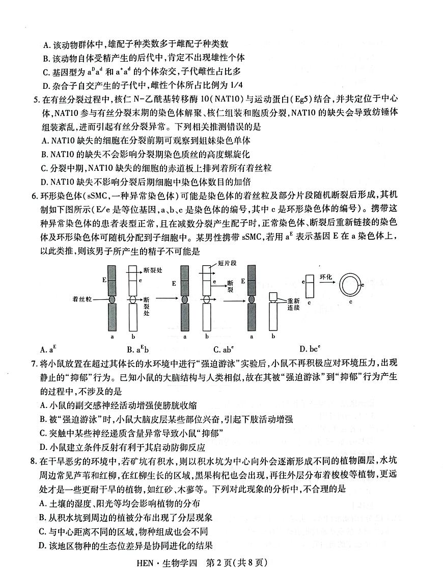 江西省2025届名校学术联盟高三高考模拟模拟冲刺预测卷（四）--生物试题+答案第2页
